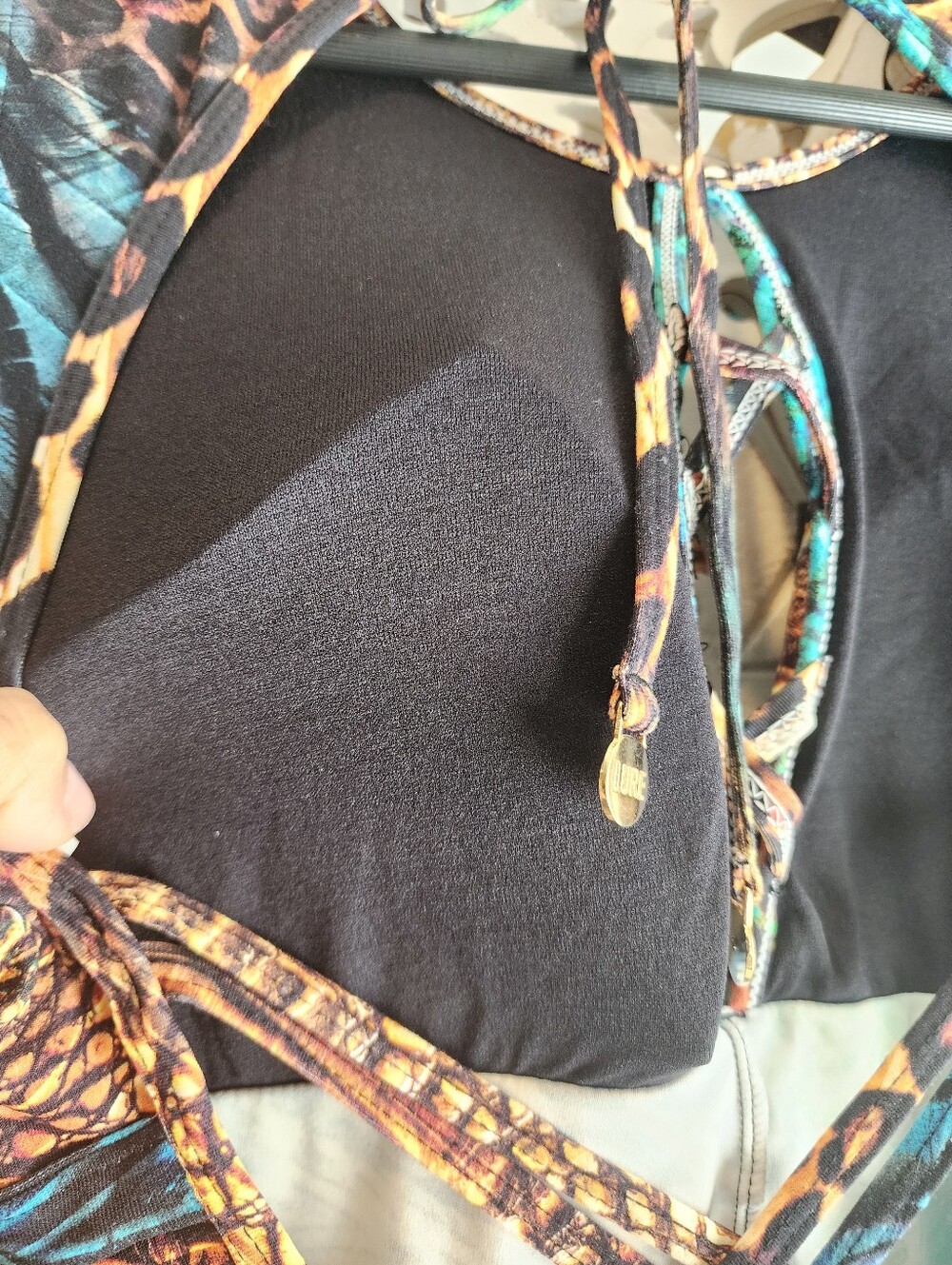 LURE FITNESS BRAZILIAN BODYSUIT ANIMAL PRINT CHEST PADDED CUTOUT SZ MEDIUM - Picture 11 of 15